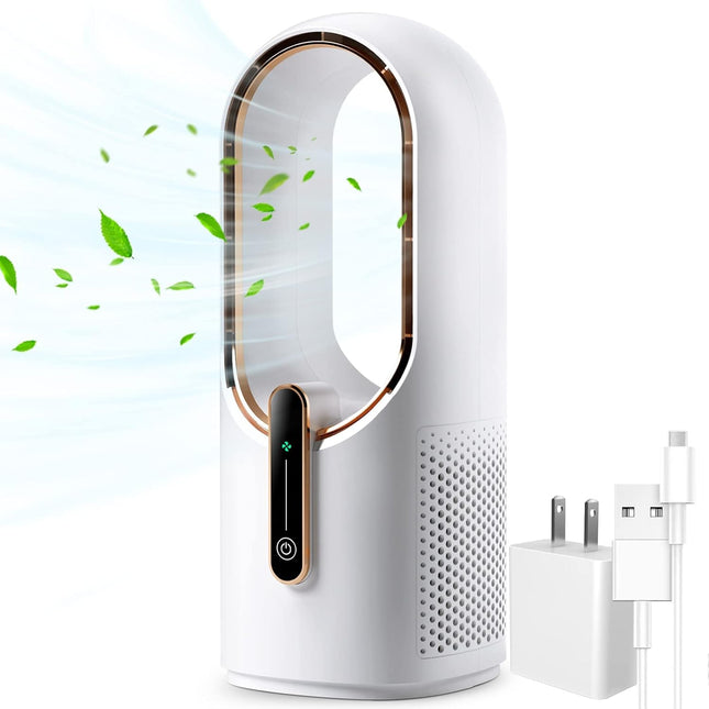 Desk Fan Bladeless, 11.8 Inch Office Fan Small, Quiet, 3 Speed Adjustment, Touch Control, Easy To Clean, Desk Fans Small Quiet
