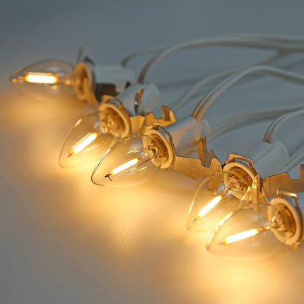KGC Accessory Cord with 5 LED Light Bulb 9 Feet C7 Cord Clip Lights with Double Spare Fuse, Blow Mold Christmas Halloween String Lights Decoration for Xmas Village House, Pumpkin Crafts Holiday Decor