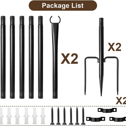 2 Pack String Light Poles for Outside, Metal Christmas Lights Hanger Pole Outdoor with Fork, Lighting Hanging Pole for Patio Garden Backyard Yard Camping Party