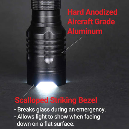 Feit Electric FL500 Ultra Bright 500/170 Lumens 3-Cell AAA, Zoomable Strike Bezel LED Tactical Flashlight, 4.6" L x 1.3" D Black