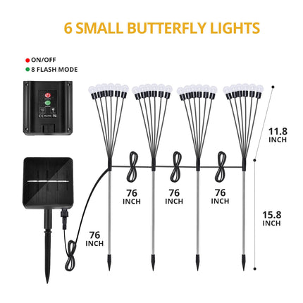 8 Modes Firefly Garden Lights Solar Outdoor - Waterproof Fairy Lights with 1200mAH Solar Panels - LED Swaying Crystal Globe for Yard Decorations, Christmas, Pathway, Patio - 4 Pack