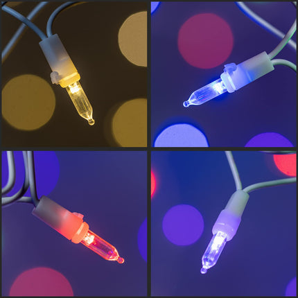 YULETIME 66 Feet 200 Count Color Changing LED String Lights with 10 Modes, Warm White/Multicolor Variable Color Christmas Lights (White Wire)