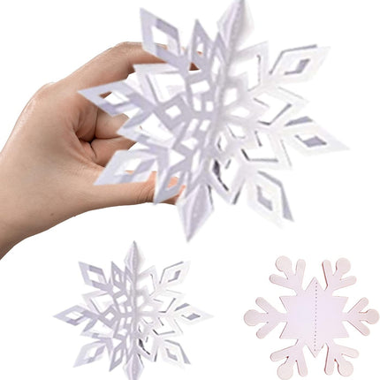 12PCS Winter Christmas Snowflakes Hanging Decorations - 3D White Paper Snowflake Garland with Snowflake Banner for Christmas Holiday Winter Wonderland Frozen Party Decorations