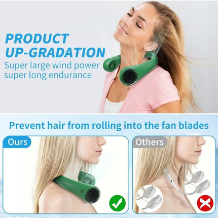 Personal Cooling Portable Neck Fans Usb Rechargeable,360 Free Rotation Lower Noise Bladeless Battery Operated Design With 3 Speed