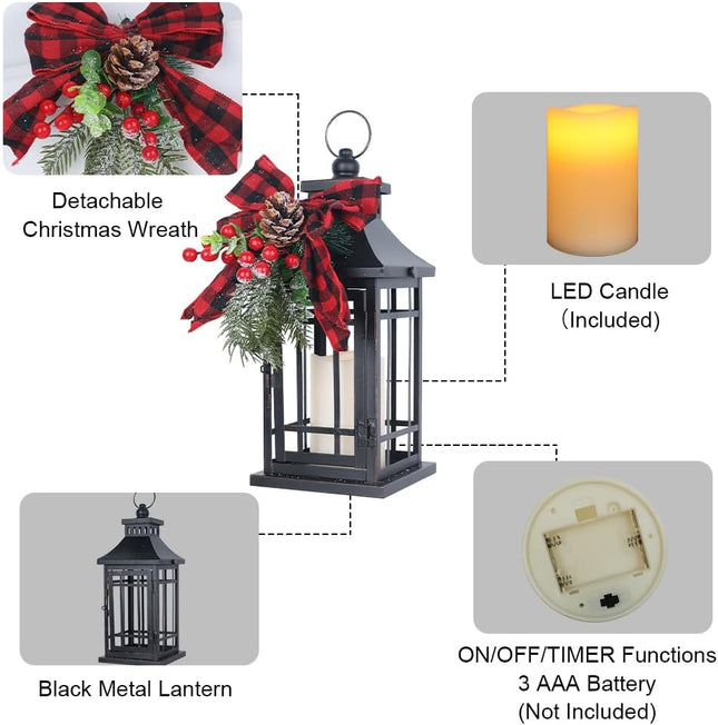 NEEDOMO Christmas Decorations Indoor, Outdoor Christmas Led Lanterns Decorative for Table Centerpieces, Vintage Metal Hanging Candle Holder, Home Decor, Wedding, Party, Living Room, Patio, Porch