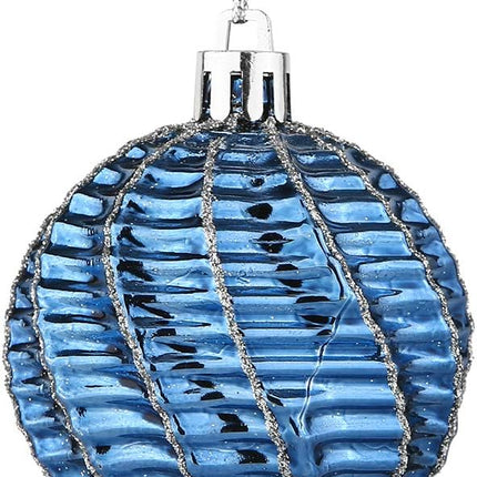 Sattiyrch Christmas Ball Ornaments 30ct, 60mm/2.36" Blue and Silver Shatterproof Plastic Decorative Xmas Balls Ornaments Set (Blue and Silver)