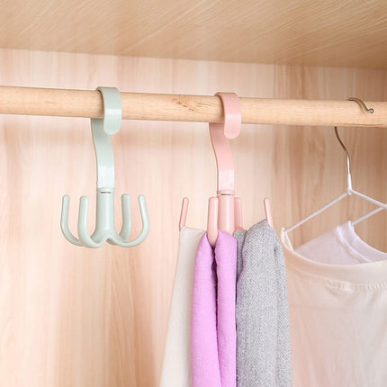 SFALCI Hooks for hanging Four-Claw Hook Multi-Functional Multi-Purpose Movable Hook Rotatable Hanging Bag Hat Scarf Dormitory Storage Punch-Free(Pink)