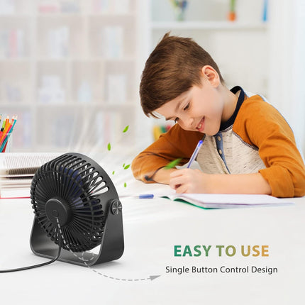 Usb Desk Fans 5 Inches 2 Pack Portable Table Fans 360° Head Rotation Small Personal Desktop Fan For Home Office, 3 Speeds