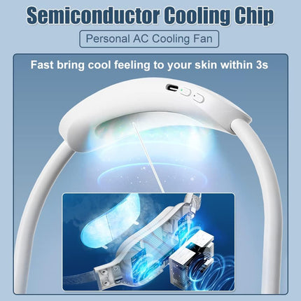 Foldable Hanging Neck Fan With Semiconductor Cooling Plate, 3S Fast Cooling Neck Cooler Warmer 360° Rotatable Bladeless Air