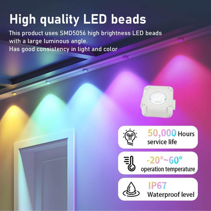 Permanent Outdoor String Lights 50ft, Smart RGB App Control Outdoor Lights with 30 LEDs, LED Eaves Lights IP67 Waterproof, House Roof Outdoor Lighting for Party, Daily, Halloween, Christmas, Garden