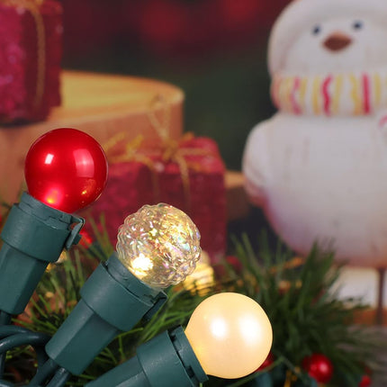 Red and Warm White Christmas Lights Outdoor G15 70 LED 19ft Plug in Pearlized Mini Globe String Lights Waterproof Extendable Green Wire for Indoor Patio Xmas Tree Thanksgiving Decor