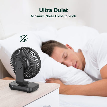 Aluan Small Desk Fan, Quiet Portable Fan, Rechargeable Battery Operated Personal Fan For Home Office Bedroom Desktop Table