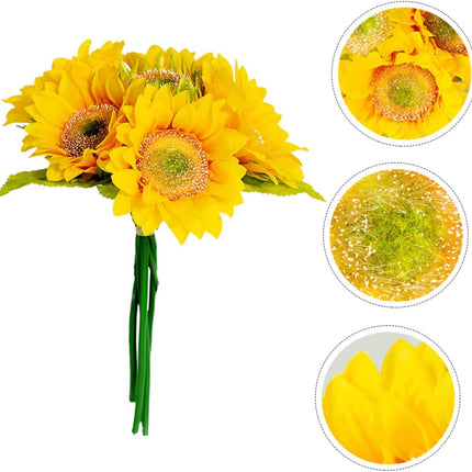 1PC Sunflower Bouquet for Wedding Decor Artificial Bridal Bridesmaid Handheld Floral Arrangement Elegant Yellow Flower Bouquet for Parties Giving