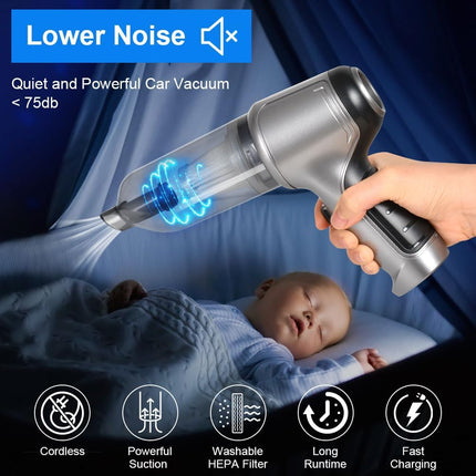 Mini Portable Vacuum Cleaner,15000Pa High Power Wireless Handheld Vacuum 3 In 1 Multifunctional Cordless Vacuum With Brushless Motor Rechargeable For Car Detailing,Office,Home