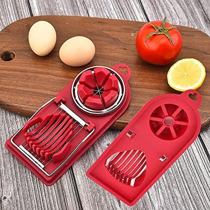 FACTION PRO 2 in 1 Egg Slicer Egg Cutter for Hard Boiled Eggs, Egg Slicer 2 in 1 Boiled Egg Cutter with Plastic Cutting Wire Kitchen Cooking Tool (Multicolor)
