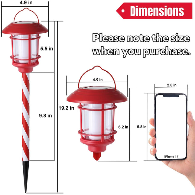 Dynaming 6 Pack Christmas Solar Flame Garden Lights Outdoor, Dual Use Flickering Flame Torch Candy Cane Pathway Marker, Xmas Hanging Lantern Lights, Waterproof & Auto On/Off for Patio Walkway Driveway