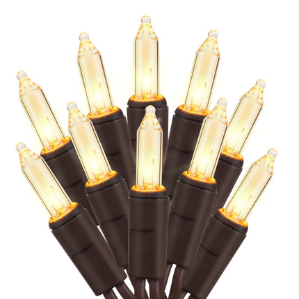 Brown Wire Christmas Lights String White 100 Mini Incandescent Outdoor Indoor Waterproof Xmas Tree Decoration Plug in 23 Feet Used for Patio Party Festive Courtyard Home