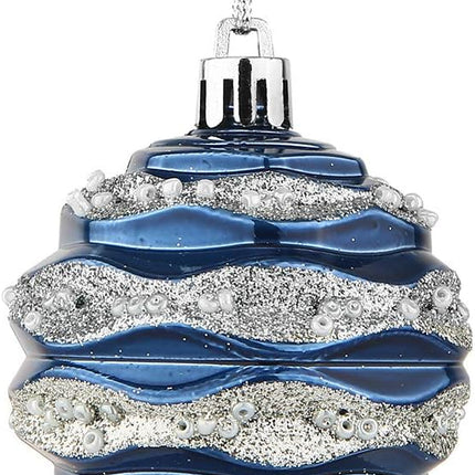 Sattiyrch Christmas Ball Ornaments 30ct, 60mm/2.36" Blue and Silver Shatterproof Plastic Decorative Xmas Balls Ornaments Set (Blue and Silver)