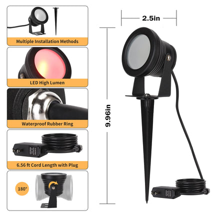 Spot Lights Outdoor, RGB Landscape Lighting 4XPack 15W IP67 Waterproof Spotlight Outdoor with Smart APP Control for Pathway Lights,LED Indoor Light(DC/AC 12V)