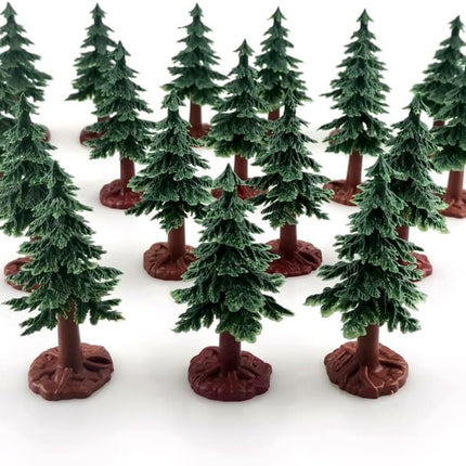 20 PCS Christmas Tree Cake Topper Evergreen Trees Pine Tree Figurines Village Christmas Trees Miniature Trees for Xmas Decor