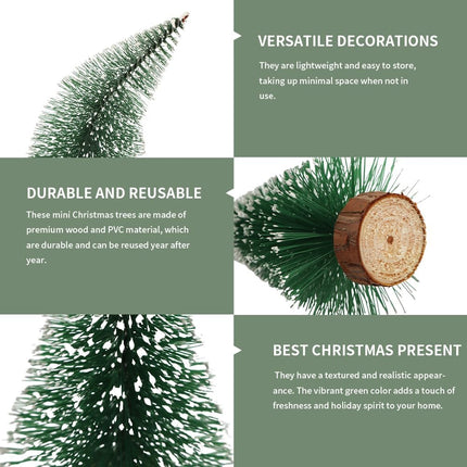 6PCS Artificial Mini Christmas Tree, Small Sisal Trees with Wooden Bases, Bottle Brush Trees Xmas Tabletop Trees for Home Kitchen Christmas Decor(6pcs)