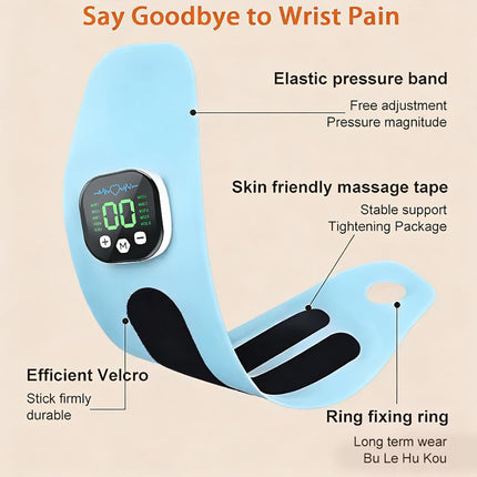 Aocesk Wrist Massager with Heat, Cordless Electric Hand Wrap with 10 Modes & 29 Intensity Levels, Ergonomic 360° Support for Joint Discomfort & Typing Fatigue (Blue)