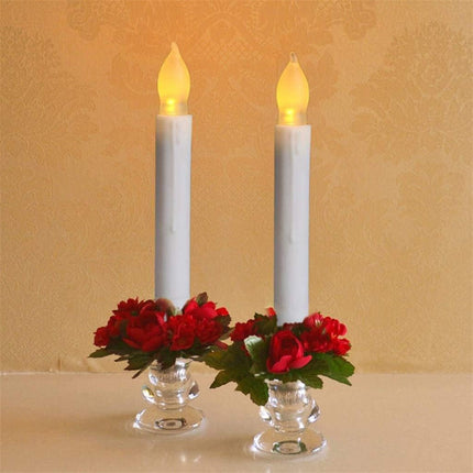 Set of 24 Flamelesss LED Taper Candles with Warm Yellow Flickering Flame Light, Battery Operated Floating Candles, Handheld Electric candlesticks for Fireplace Church Party Christmas