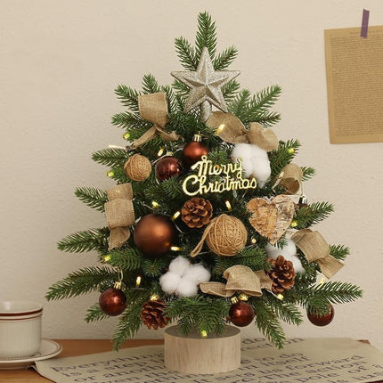 Christmas Tree for Tabletop Decoration, Mini Artificial Christmas Tree with Hanging Ornaments and Presents for Year Holiday Home Decorations
