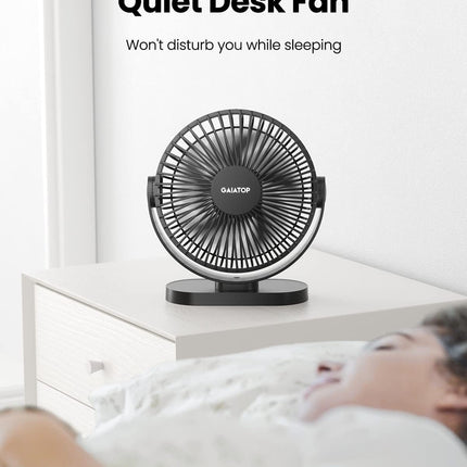 Gaiatop Usb Desk Fan, 3 Speeds Powerful Portable Fan, 5.5 Inch Quiet Cooling Mini Fan, 90° Rotate Small Table Fan With 5Ft Cable