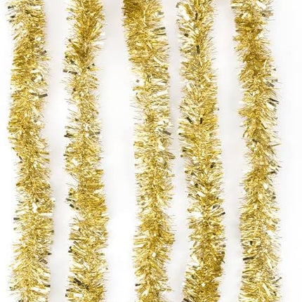 32ft Christmas Tinsel Garland,Christmas Tree Ornament Metallic Tinsel Twist Garland Glitter Gold Tinsel Thick and Full Tinsel Sparkly Classic Party Hanging Xmas Tree Ceiling Decorations