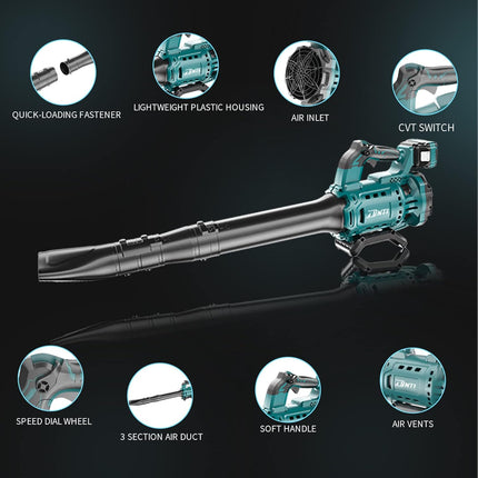 DNTI 462 cfm Brushless Electric Cordless Leaf Blower Adjustable Speed Control Cordless Leaf Blower for Lawn Care and Garden Work 20V 4.0Ah Battery & Fast Charger