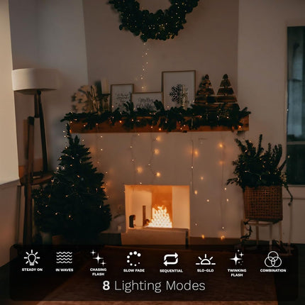 66ft 200 LED Warm White Christmas String Lights - Twinkle Lights for Indoor and Outdoor Tree Decorations, Bedroom and Living Room Ambiance Lighting, Holiday Party Decor