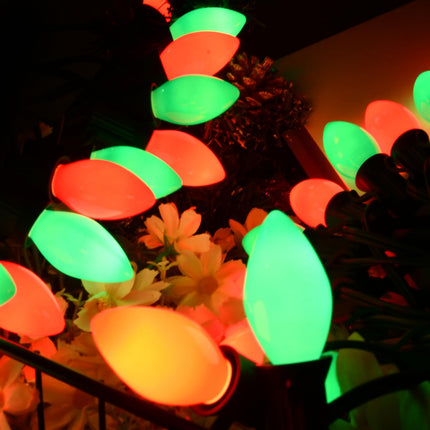 25 Pack C7 Christmas Red and Green Lights Replacement Ceramic Bulbs, Christmas Red Light Bulbs Green Light Bulbs for Christmas Day、Party and Wedding Decoration, E12 Candelabra Base, 5 Watts