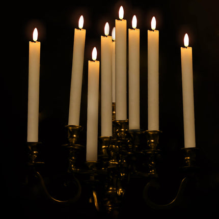 Flameless Ivory Taper Candles Flickering With 10-Key Remote, Window Candles Battery Operated 9.8" LED Warm 3D Wick Lights, Fake Electric Candles for Aniversary, Wedding, Christmas, Home Decor (6Pack)