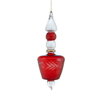 Christmas tree decorations engraved red ornament Hanging ornaments for Artificial tree Indoors Christmas Decorations Handblown Christmas tree topper 14K Gold