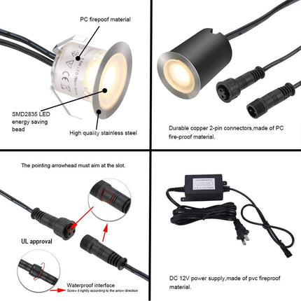Smy Lighting Recessed Led Deck Light Kits With Protecting Shell Φ32Mm, In Ground Outdoor Led Landscape Lighting Ip67 Waterproof