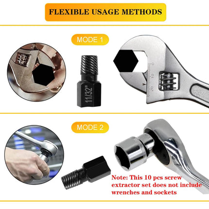 10 Pcs Screw Extractor Set Broken Bolt Extractor Remover Kit Damaged Screw Extractor Set Hex Bolt Extractor Set Stripped Screw Extractor Easy Out Bolt Extractor Tool for Removing Broken Bolts