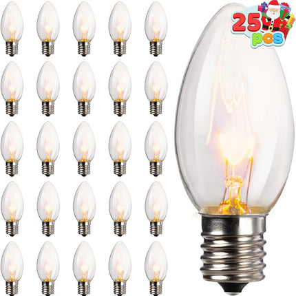 Joiedomi 25-Pack C9 Light Bulb - Replacement Light Bulbs for Christmas String Light Outdoor, Indoor, Lawn, Tree, Panel Decor, E17 Candelabra Base, Longer Life 120V 7W