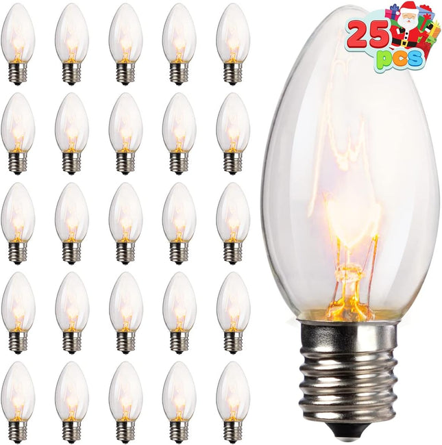 Joiedomi 25-Pack C9 Light Bulb - Replacement Light Bulbs for Christmas String Light Outdoor, Indoor, Lawn, Tree, Panel Decor, E17 Candelabra Base, Longer Life 120V 7W
