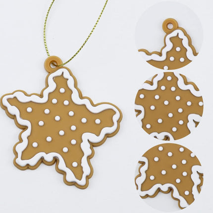 20pcs Christmas Snowflake Ornaments Mini Tree Hanging Decorations Silicone Xmas Ornaments Snowflake Star Pendant with Ropes for Christmas Tree Winter Crafts Holiday Stocking Stuffers Wreath Decor