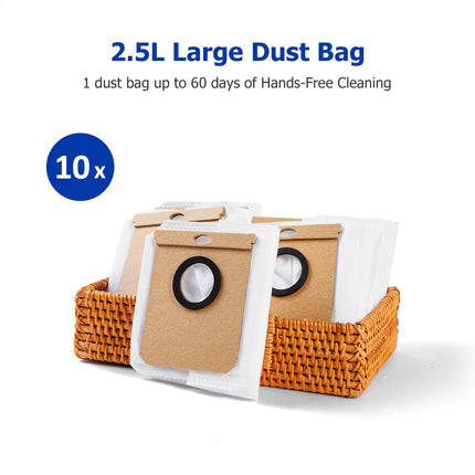10 Pack Bags For Eufy L60 Sesl50 Ses Series Selfempty Station Robot Vacuum Bags Accessories Parts Dust Bags