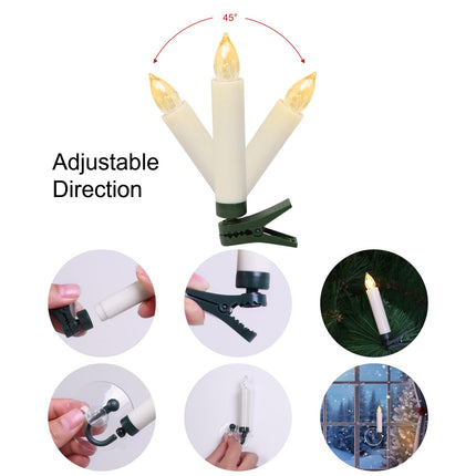 Christmas Tree Candles Lights Battery Operated, 20 PCS Flameless LED Candles with RF Remote and Timer, Clip on Candle Lights for Christmas Tree, Electric Fake Taper Candle Lights for Home Party Decor