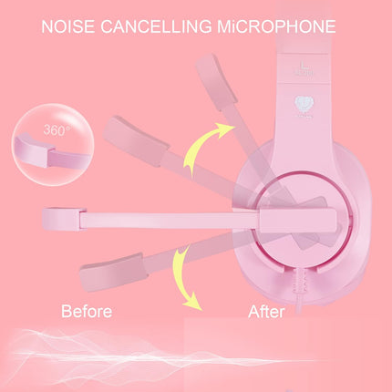 Gaming Headset for PS5,PS4,Xbox,PC, Kids Headphones with Mic for School Supplies,Pink Headphones Wired for Girls,Headset for Nintendo Switch,Pink Headset (Pink)
