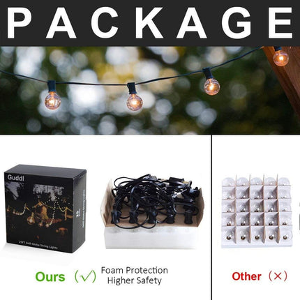 Outdoor String Lights 75ft Patio Lights with 80 G40 Bulbs (5 Spare), Connectable Globe String Lights for Party Tents Patio Gazebo Porch Deck Bistro Backyard Balcony Pergola Decor, Black Wire…