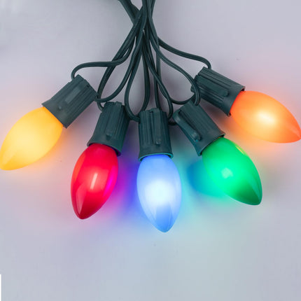 Minetom 50 Pack Multicolor C9 LED Christmas Light Bulbs, Colored Plastic C9 Shatterproof LED Bulbs Replacement for Christmas String Lights, E17 Intermediate Base, Commercial Dimmable Holiday Bulbs