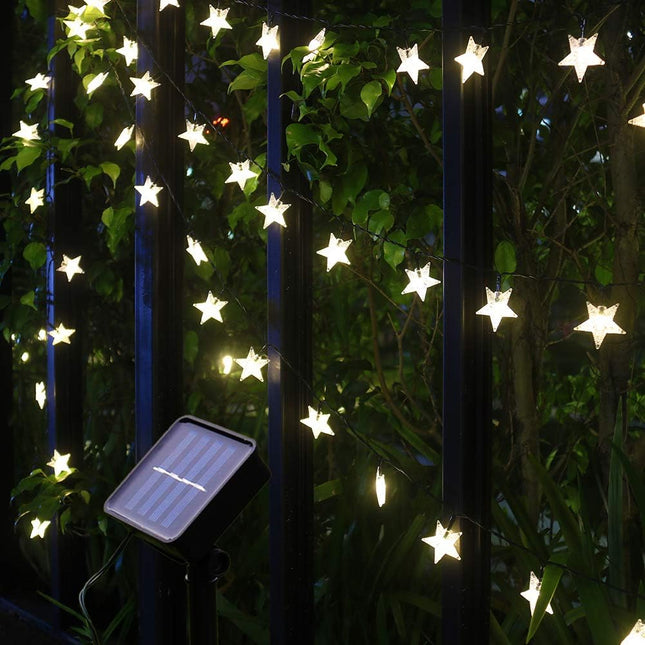Christmas Decorations Outdoor Solar Star String Lights, 50LED 23ft Solar Powered Christmas Fairy Lights, 8 Modes Waterproof Solar Christmas Lights for Outside Garden Patio Yard Christmas Tree Decor