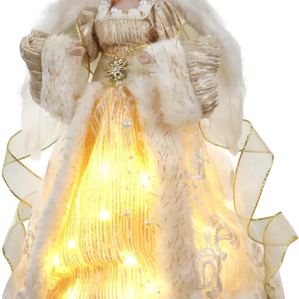 LED Angel Christmas Treetop Figurine with String Lights for Holiday Ornament or Indoor Home Table top Decor.12-Inch