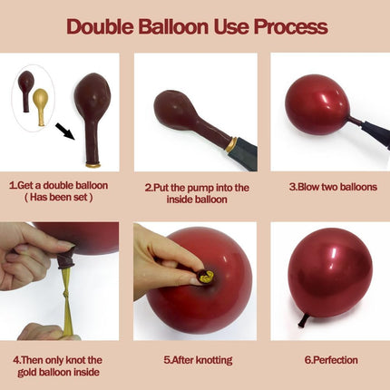 Burgundy Black Balloon Garland Double Stuffed Nude Maroon Gold Balloon Dark Red Apricot Balloon Arch Kit for Birthday Anniversary Halloween Christmas Party Decoration