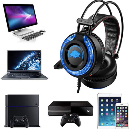3.5mm Wired Gaming Stereo Headset Wired Over Ear Gaming Noise Cancelling LED