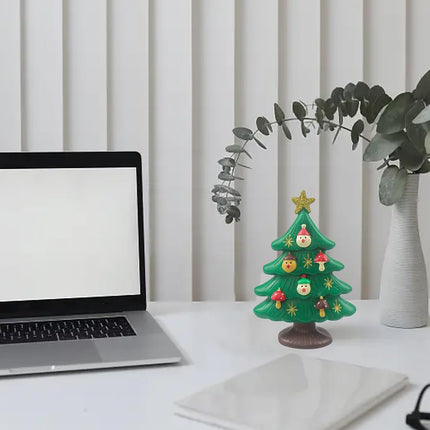 4.5 Inch Resin Tabletop Christmas Tree - Perfect for Desk, Office, or Bedroom - Adorable Miniature Christmas Tree Decorations - Great